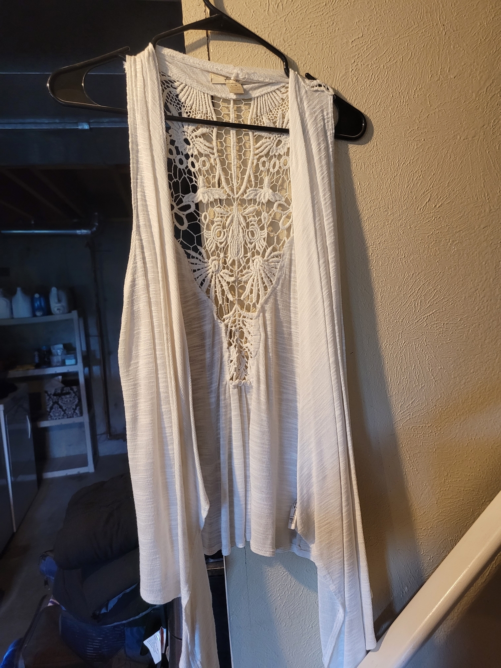 Forever 21 White Crochet Open-Back Vest